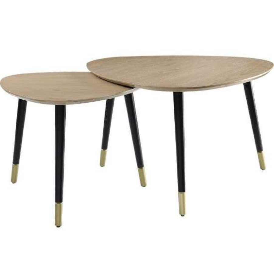 Furniture * | Flash Sale Simple Relax 2 Piece Pack Nesting Table Set In Natural And Black Finish