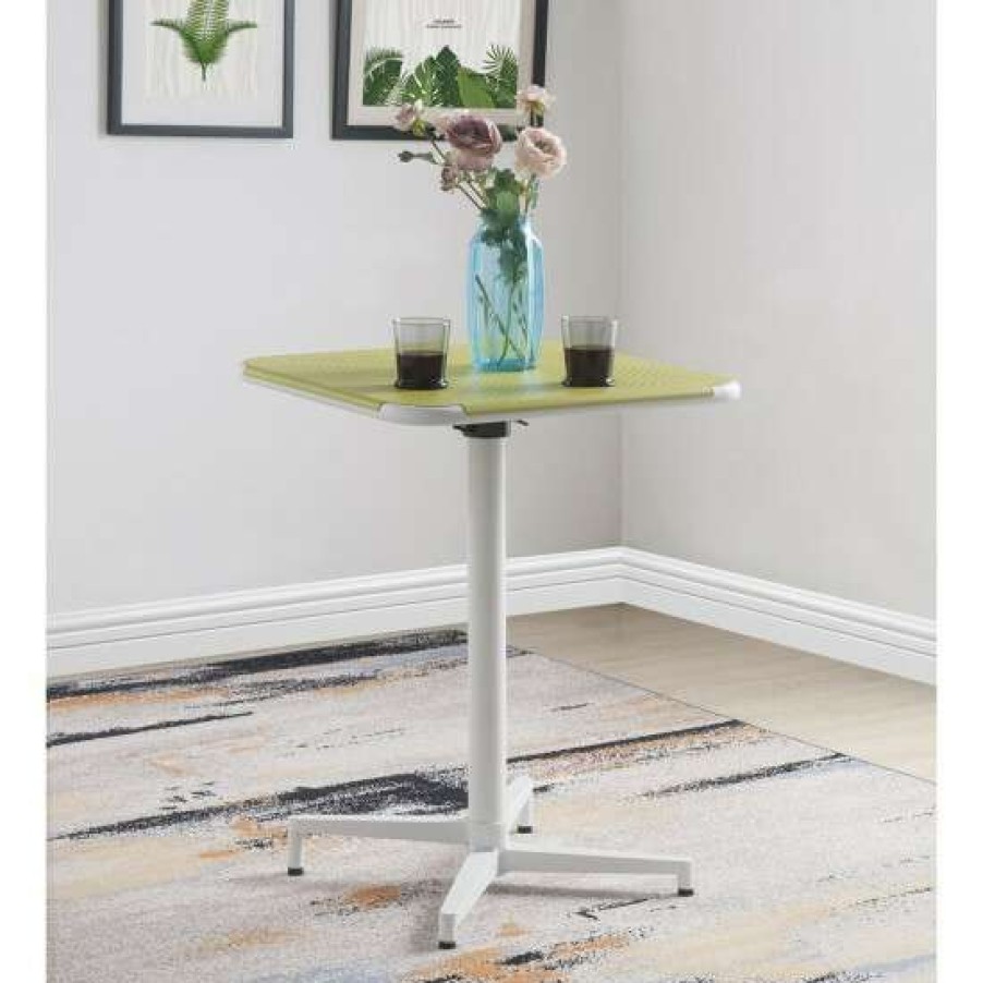 Furniture * | Top 10 Simple Relax Square Metal Folding Table In Yellow And White Finish