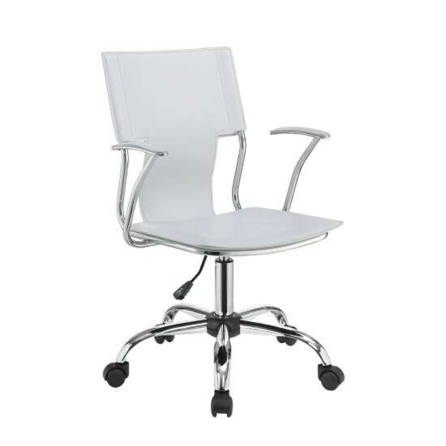 Furniture * | Hot Sale Simple Relax Adjustable Height Leatherette Office Chair In White