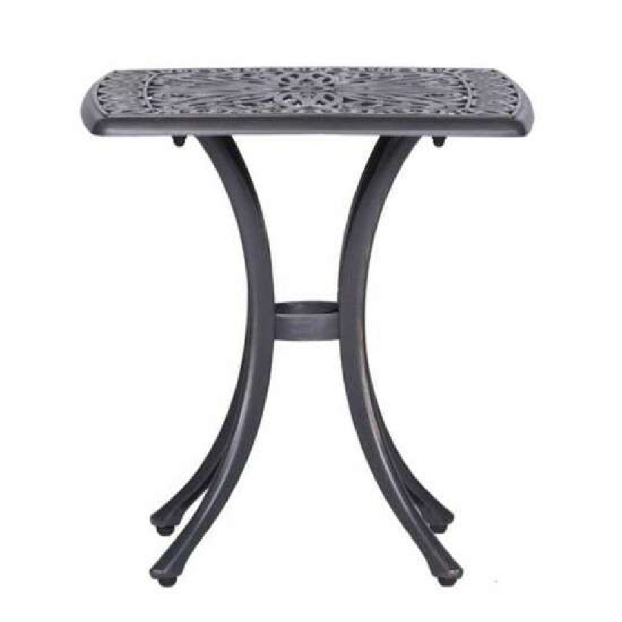 Garden & Patio * | Budget Simple Relax Outdoor Square Side Table In Gunmetal Gray