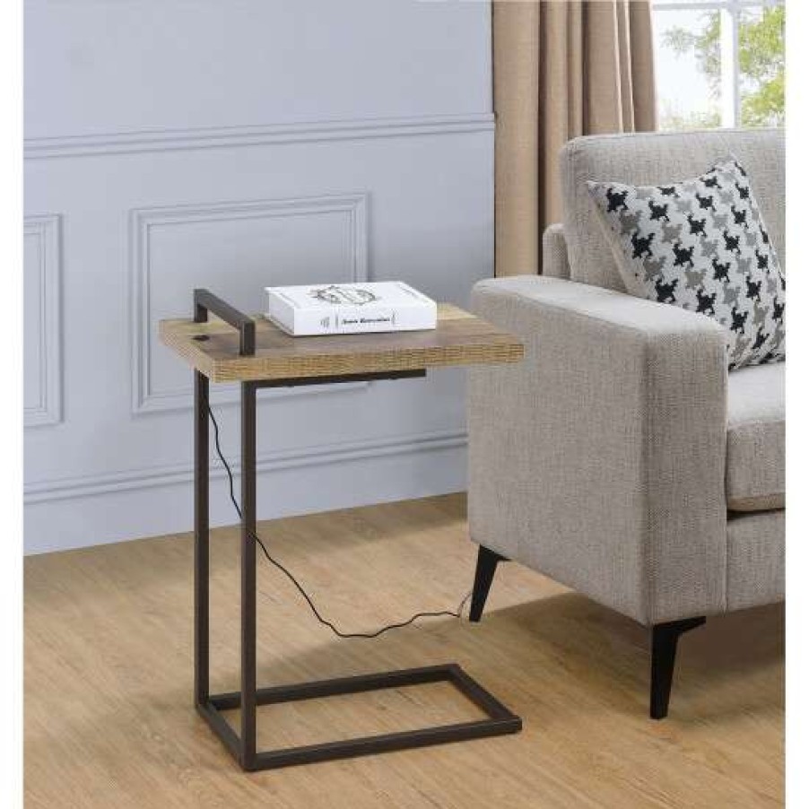 Furniture * | Cheap Simple Relax Rectangular Top Accent Table In Weathered Pine