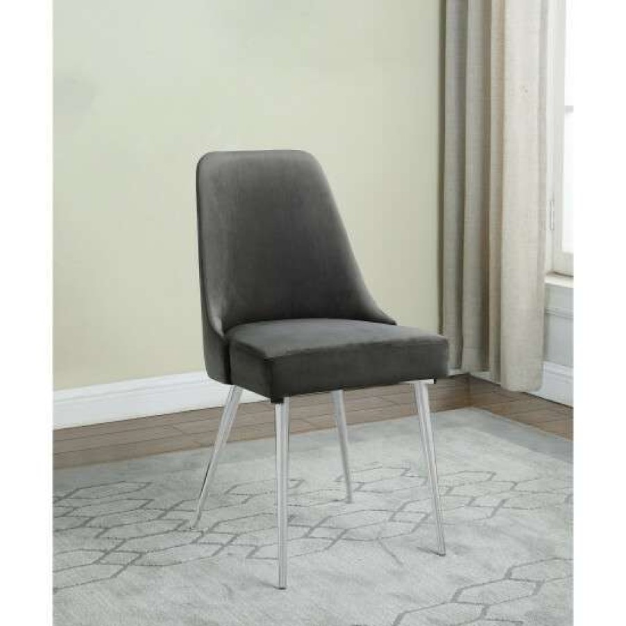 Furniture * | Buy Simple Relax Set Of 2 Dining Side Chair With Metal Legs In Loden And Chrome