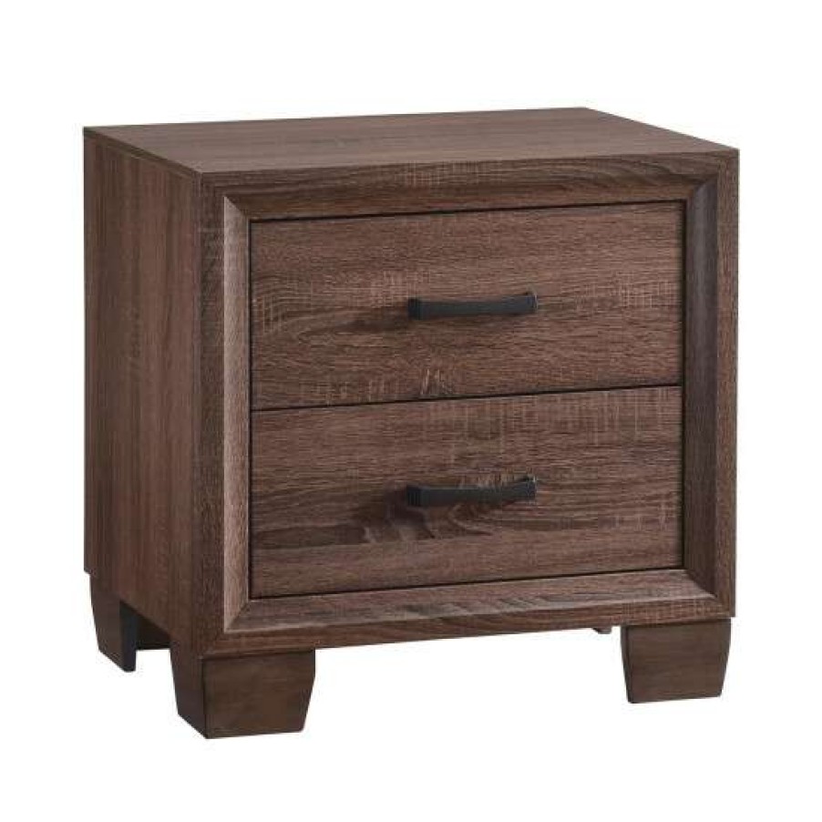 Furniture * | Best Sale Simple Relax 2 Drawers Wooden Nightstand, Medium Warm Brown