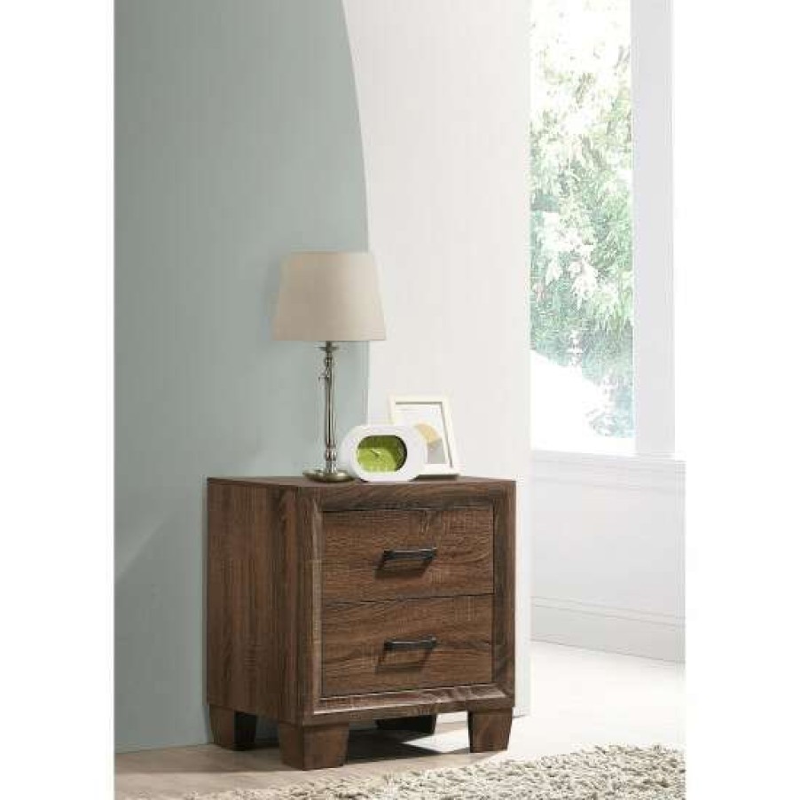 Furniture * | Best Sale Simple Relax 2 Drawers Wooden Nightstand, Medium Warm Brown