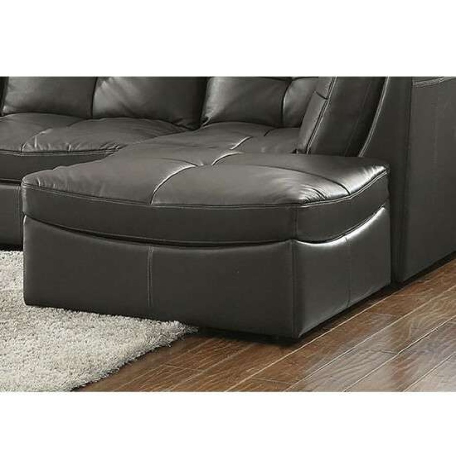 Furniture * | Best Deal Simple Relax Leatherette Padded Ottoman In Gray Finish