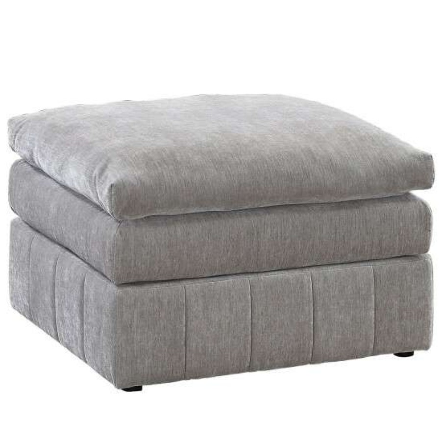 Furniture * | New Simple Relax Morgan Fabric Upholstered Ottoman Mink