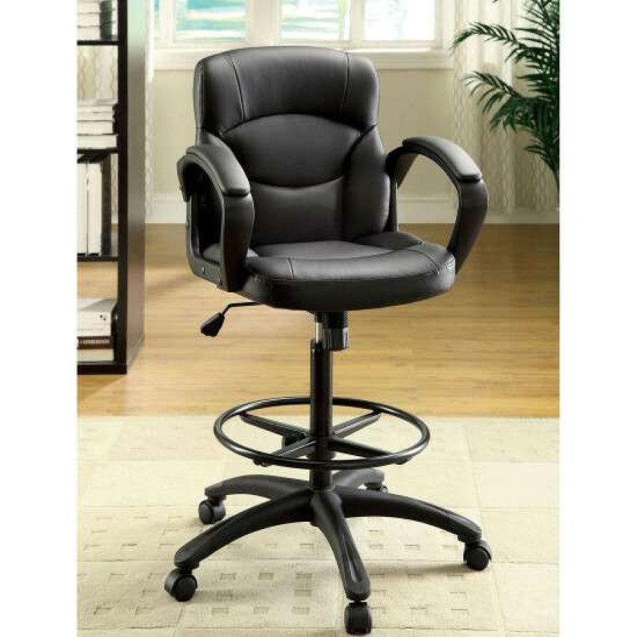 Furniture * | Discount Simple Relax Leatherette Office Chair In Black