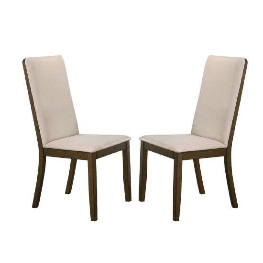 Furniture * | Best Pirce Simple Relax Set Of 2 Dining Side Chairs In Walnut And Latte