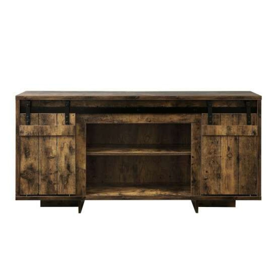 Furniture * | New Simple Relax 2 Doors And 2 Open Compartments Tv Stand In Rustic Oak