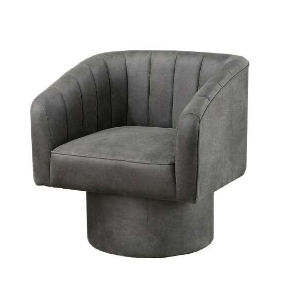 Furniture * | Hot Sale Simple Relax Upholstered Swivel Accent Chair Round Base