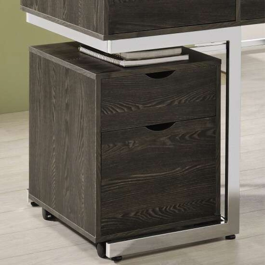 Furniture * | Flash Sale Simple Relax 2-Drawer Wood File Cabinet With Wheels In Dark Oak