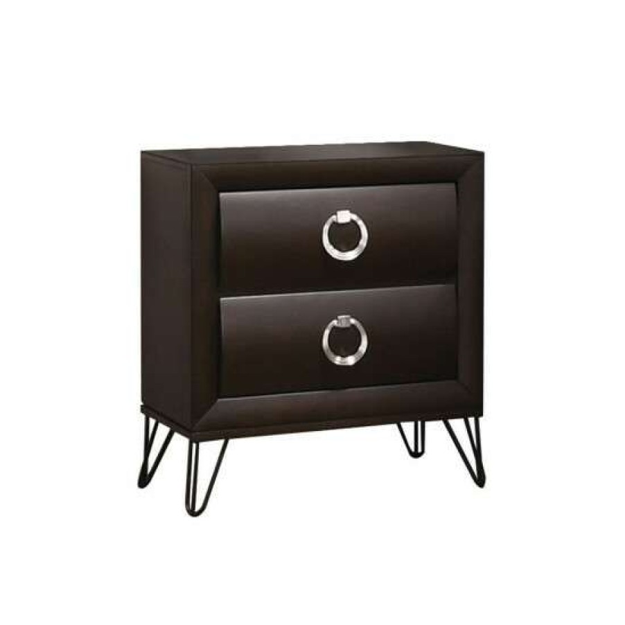 Furniture * | Best Sale Simple Relax 2 Drawers Wooden Nightstand In Dark Merlot Finish