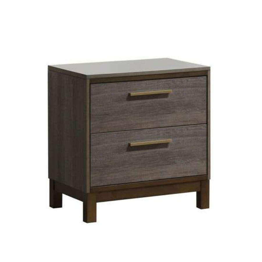 Furniture * | Best Pirce Simple Relax Wooden Nightstand With 2 Drawers In Two-Tone Antique Gray Finish