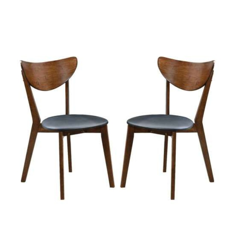 Furniture * | Coupon Simple Relax Set Of 2 Dining Chairs In Walnut And Black