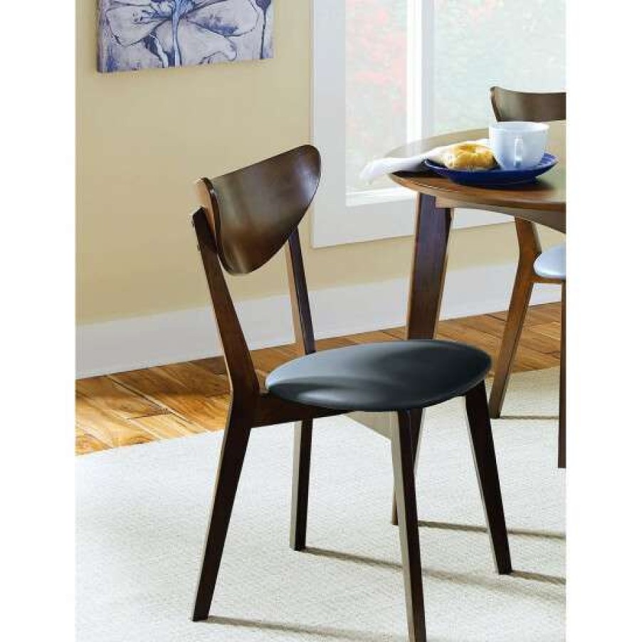 Furniture * | Coupon Simple Relax Set Of 2 Dining Chairs In Walnut And Black