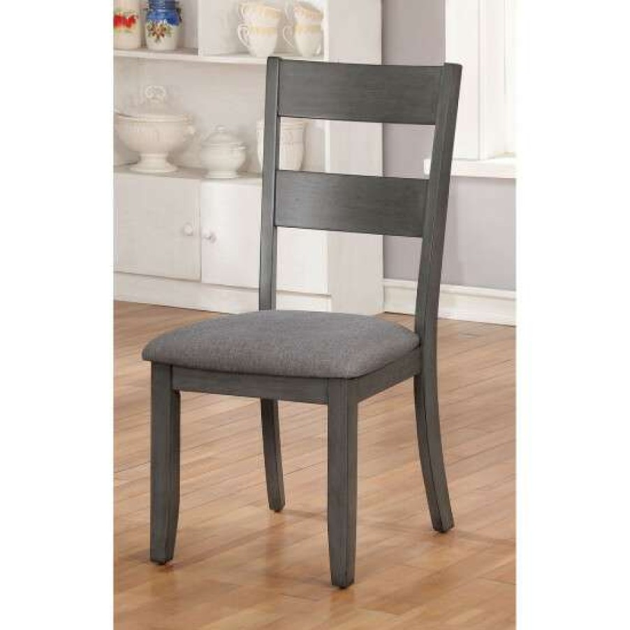 Furniture * | Coupon Simple Relax Set Of 2 Padded Dining Side Chair In Gray