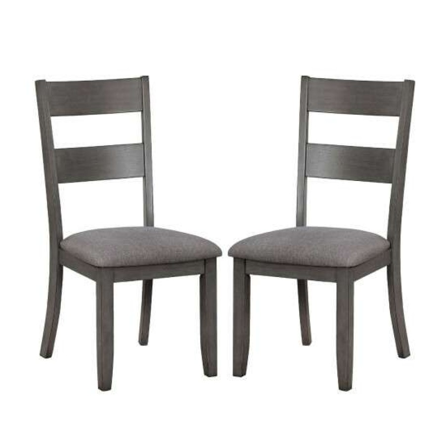 Furniture * | Coupon Simple Relax Set Of 2 Padded Dining Side Chair In Gray