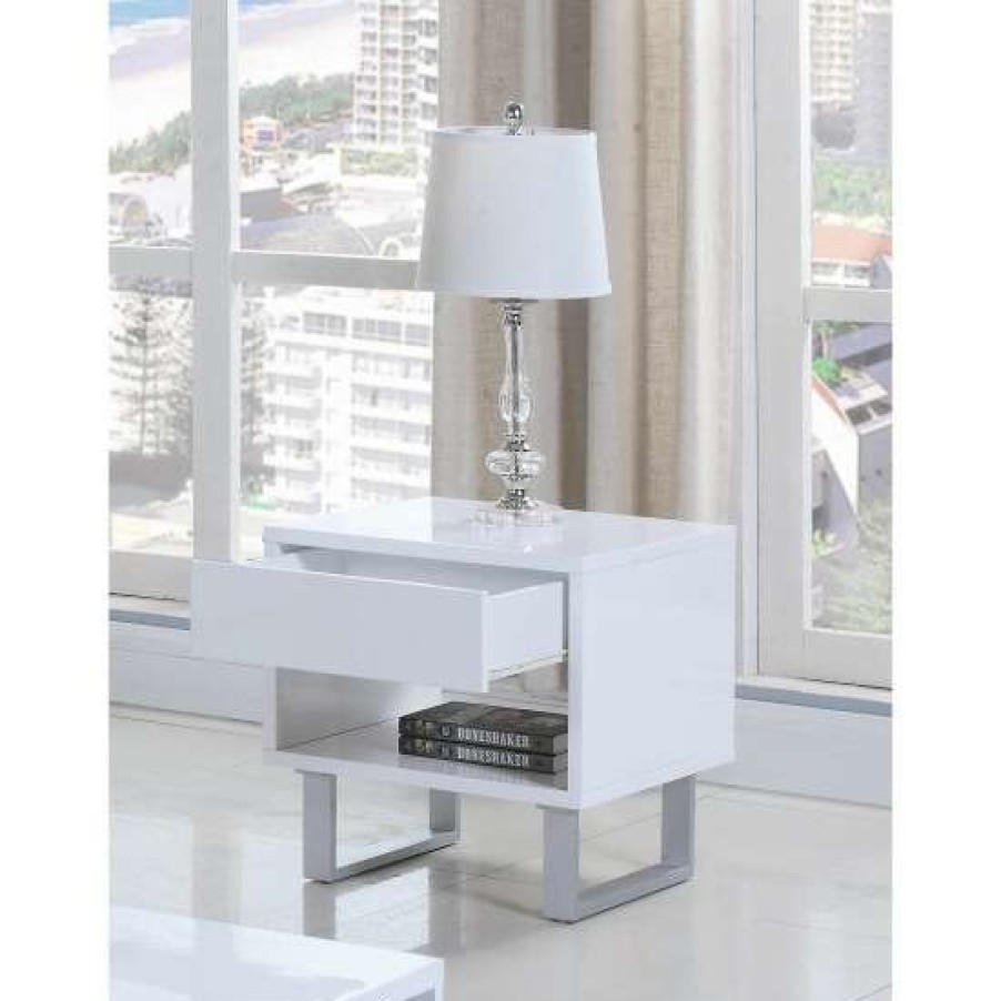 Furniture * | Hot Sale Simple Relax End Table With Drawer In White