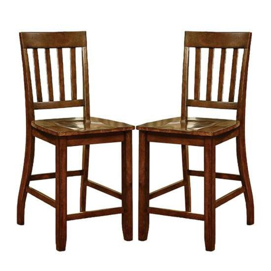 Furniture * | Buy Simple Relax Set Of 2 Counter Height Dining Chair In Dark Oak Finish Counter Height