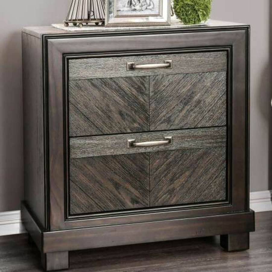 Furniture * | Brand New Simple Relax 2 Drawers Wood Nightstand In Espresso