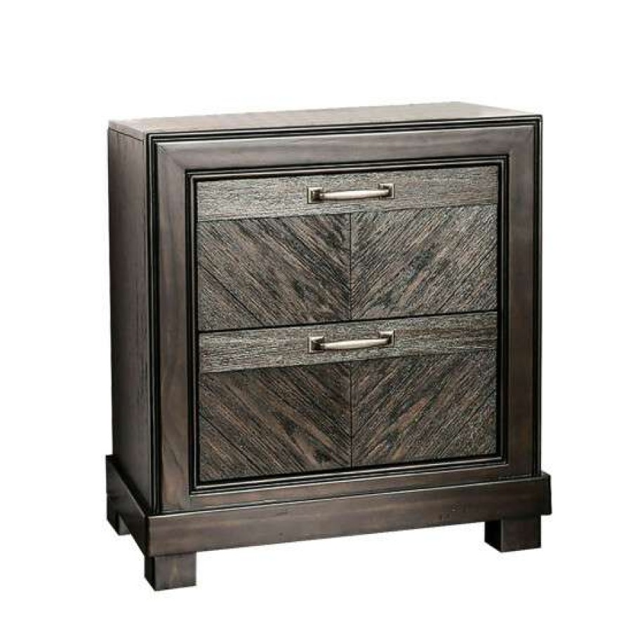 Furniture * | Brand New Simple Relax 2 Drawers Wood Nightstand In Espresso