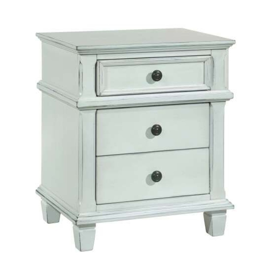 Furniture * | New Simple Relax 3 Drawers Wooden Nightstand In Antique White