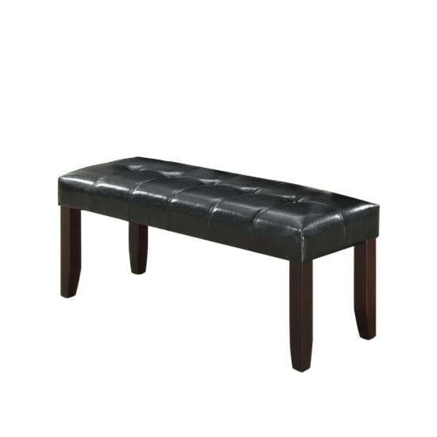 Furniture * | Brand New Simple Relax Faux Leather Wood Dining Bench Silver