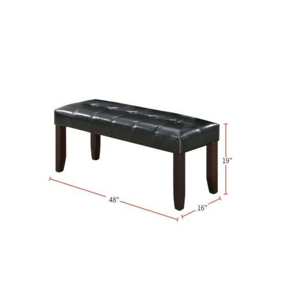 Furniture * | Brand New Simple Relax Faux Leather Wood Dining Bench Silver