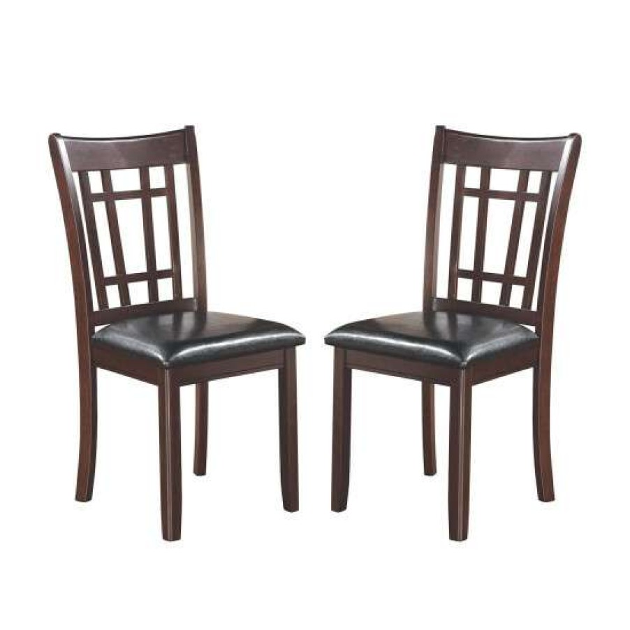 Furniture * | Best Pirce Simple Relax Set Of 2 Dining Chairs With Padded Seat In Espresso And Black