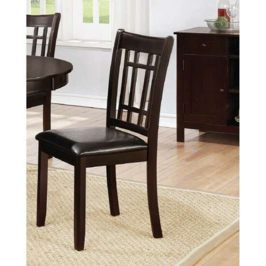 Furniture * | Best Pirce Simple Relax Set Of 2 Dining Chairs With Padded Seat In Espresso And Black