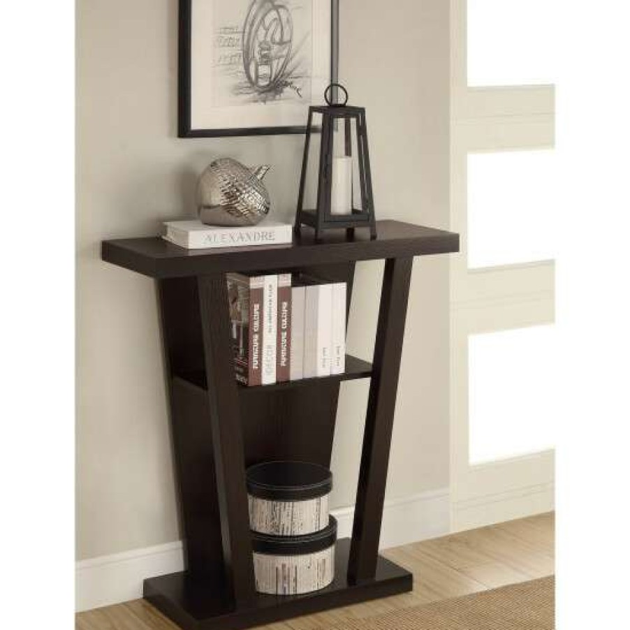 Furniture * | Hot Sale Simple Relax Entry Table With Shelf, Cappuccino