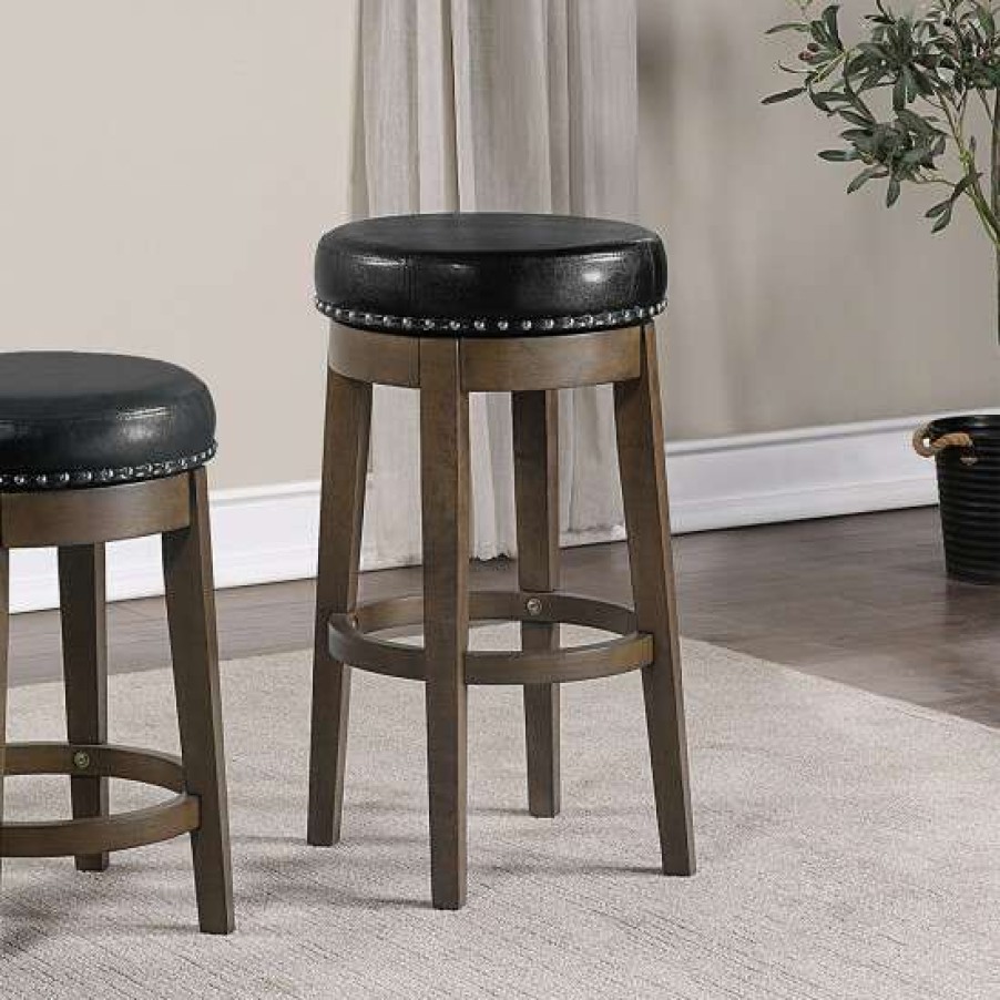 Furniture * | Buy Simple Relax Set Of 2 29 -Inches Pu Swivel Stool Olive Green