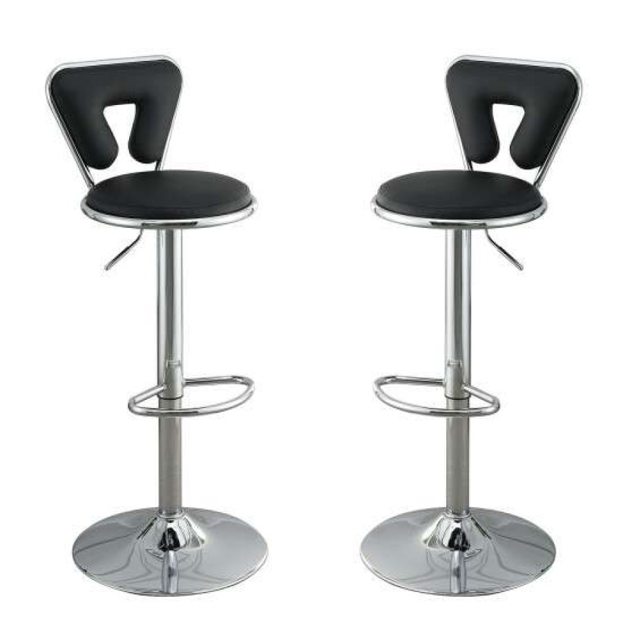 Furniture * | Deals Simple Relax Set Of 2 Faux Leather Adjustable Barstool