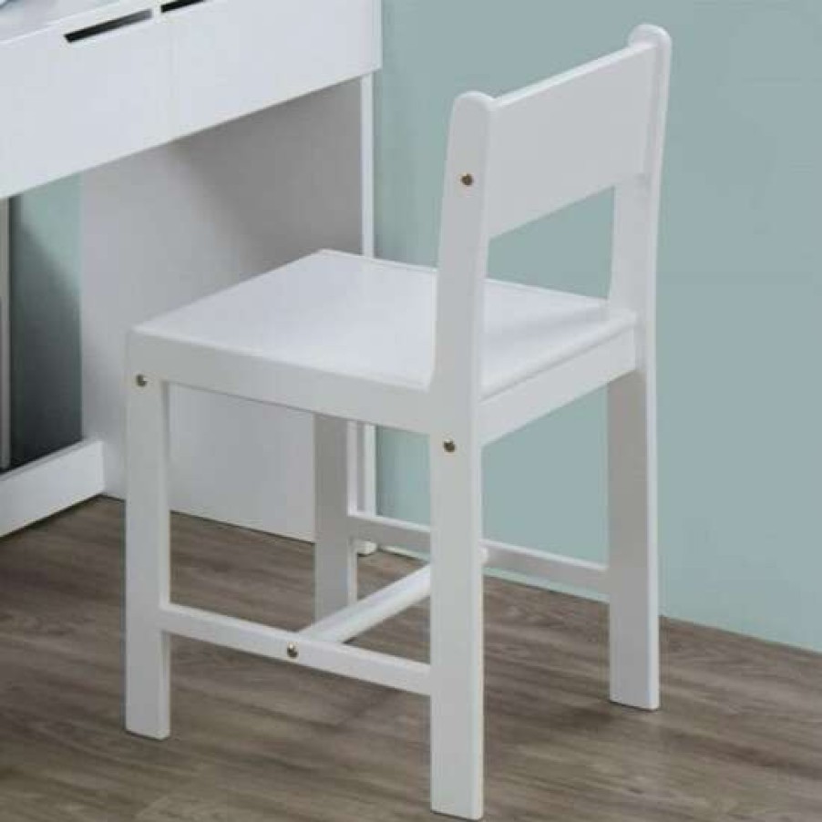 Furniture * | Outlet Simple Relax Wooden Chair With Open Back And Trestle Base In White