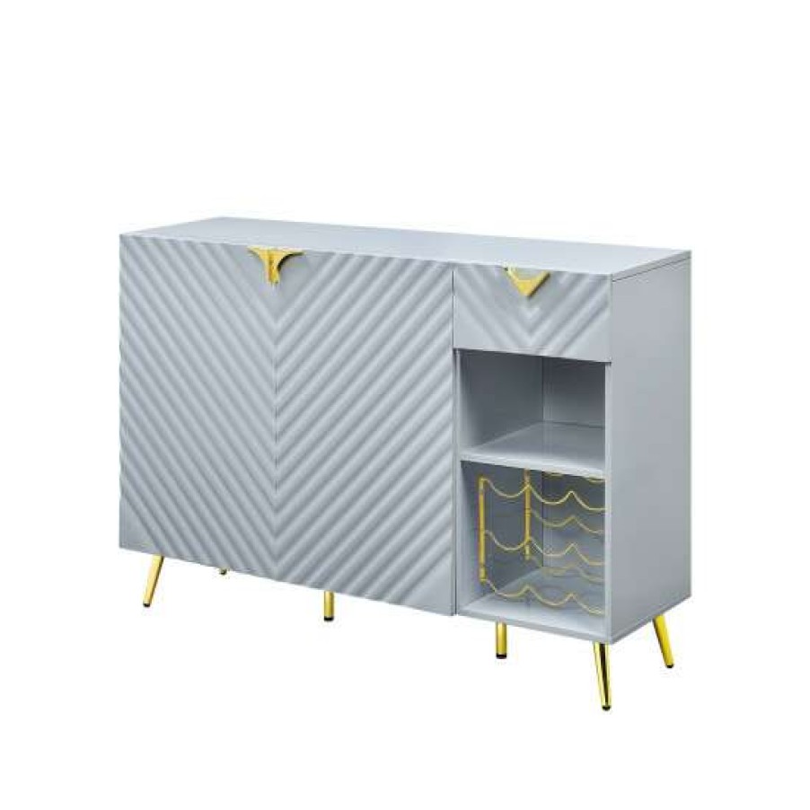 Furniture * | Flash Sale Simple Relax 1 Drawer And 2 Doors Wood Server In Gray High Gloss Finish