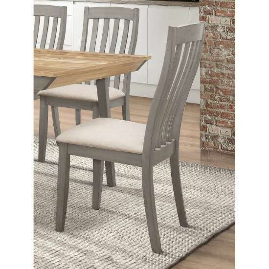 Furniture * | Wholesale Simple Relax Set Of 2 Dining Side Chairs With Upholstered Seat In Coastal Grey