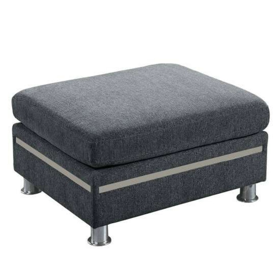 Furniture * | Discount Simple Relax Blended Chenille Modular Ottoman With Tufting Design In Charcoal