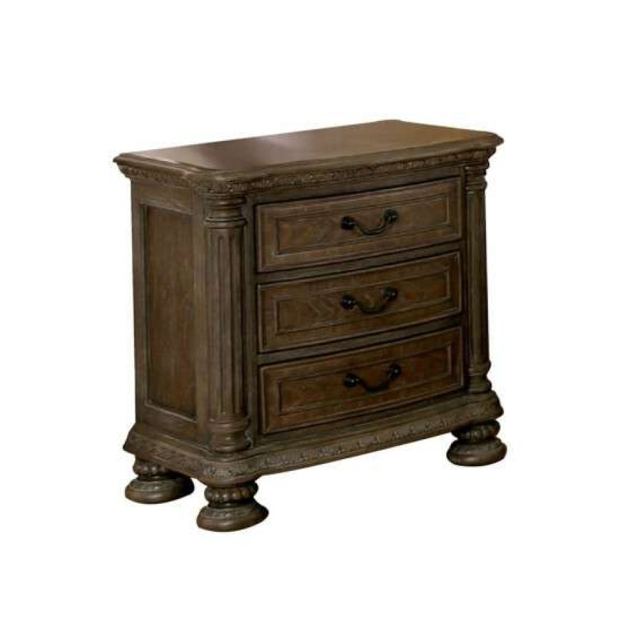 Furniture * | Top 10 Simple Relax Wooden Nightstand In Rustic Natural Tone Finish