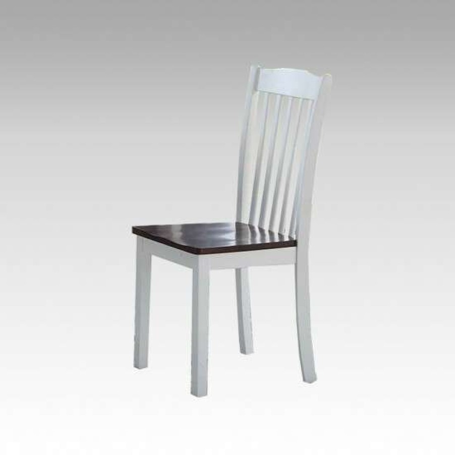 Furniture * | Best Sale Simple Relax Set Of 2 Wood Side Chair In White And Walnut Finish