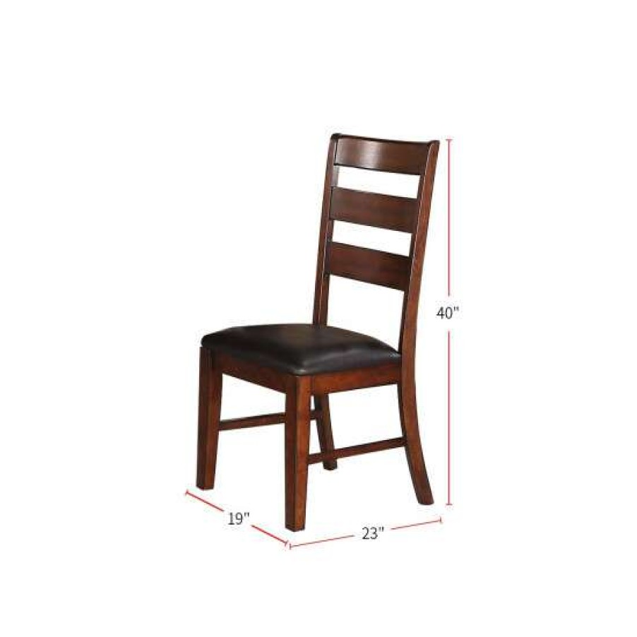 Furniture * | Hot Sale Simple Relax Ladder Back Dining Chairs In Brown, Set Of 2