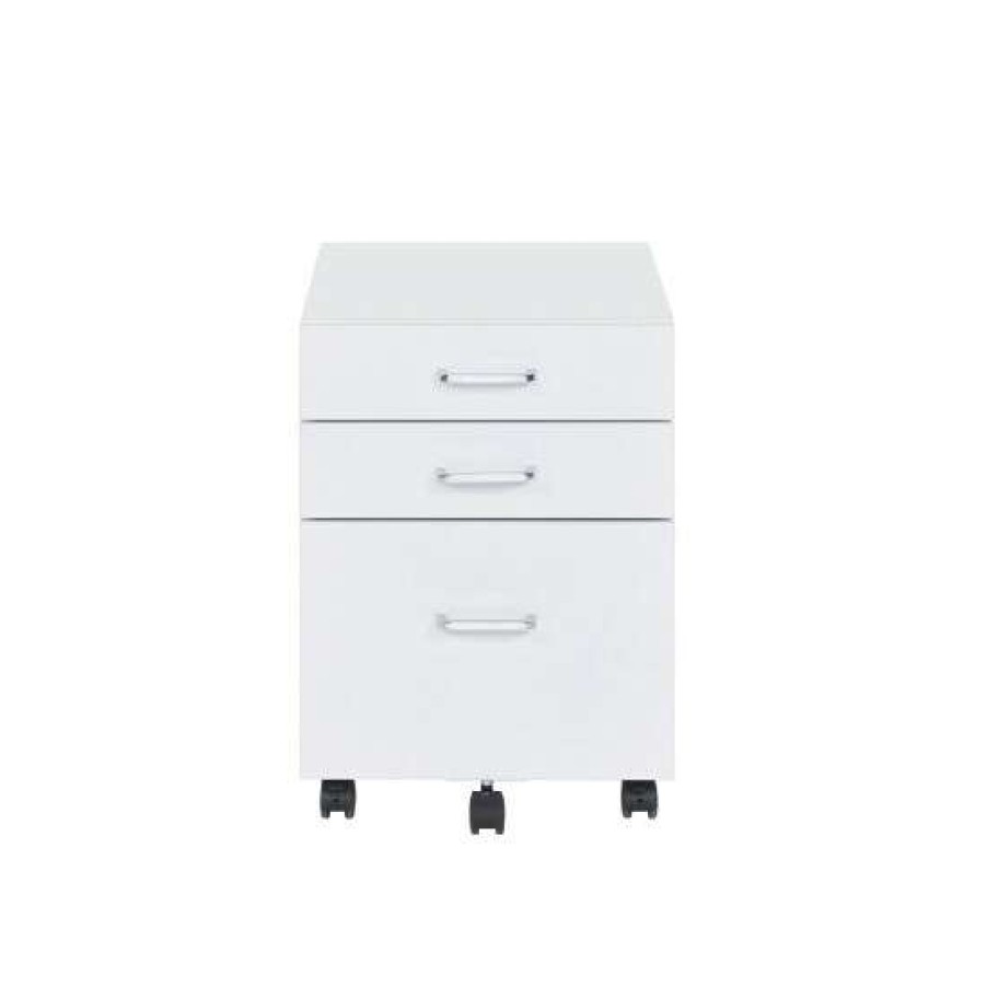 Furniture * | Best Sale Simple Relax 3 Drawers Wood File Cabinet With Wheels In