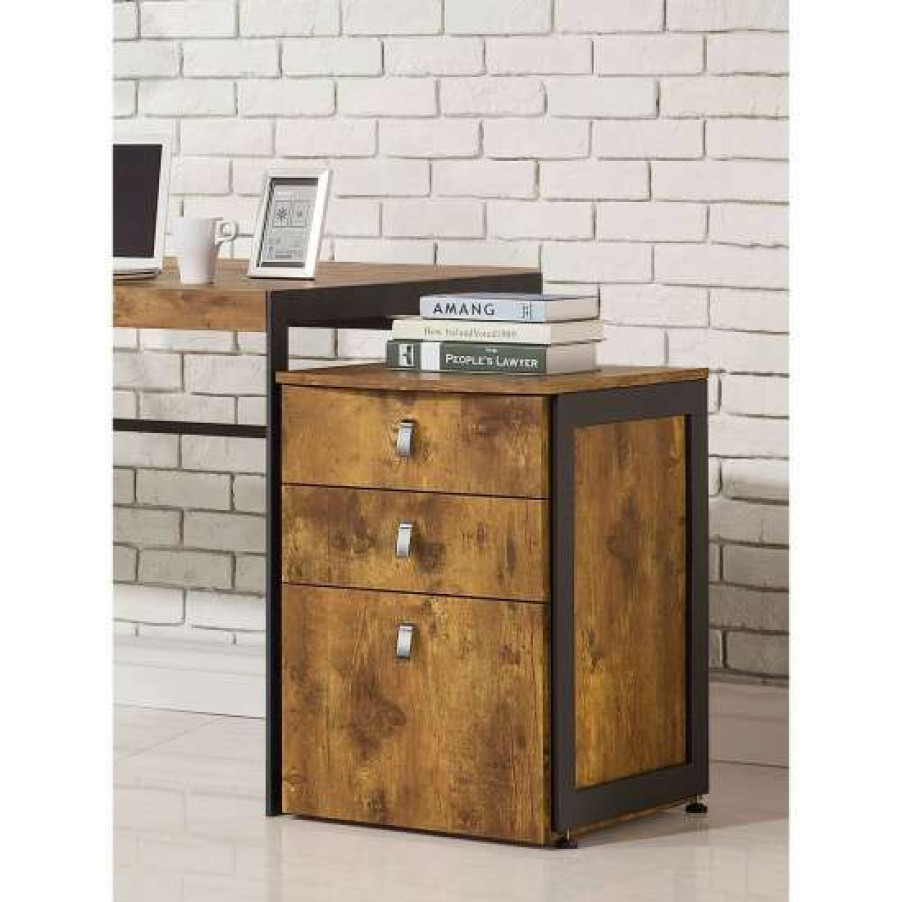 Furniture * | Budget Simple Relax 3-Drawer File Cabinet In Antique Nutmeg