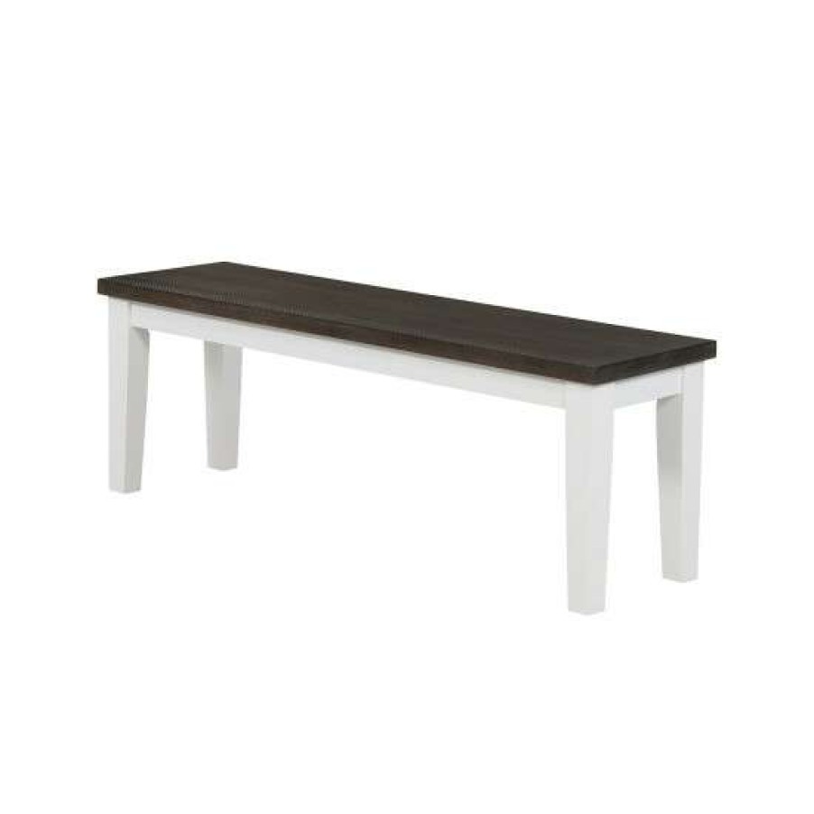 Furniture * | Promo Simple Relax Wood Dining Bench In Espresso And Antique White