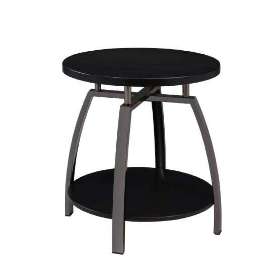 Furniture * | Promo Simple Relax 1 Shelf End Table In Dark Grey And Black Nickel