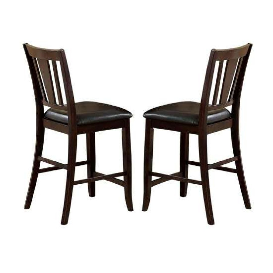 Furniture * | Brand New Simple Relax Set Of 2 Leatherette Counter Height Chair In Espresso Counter Height