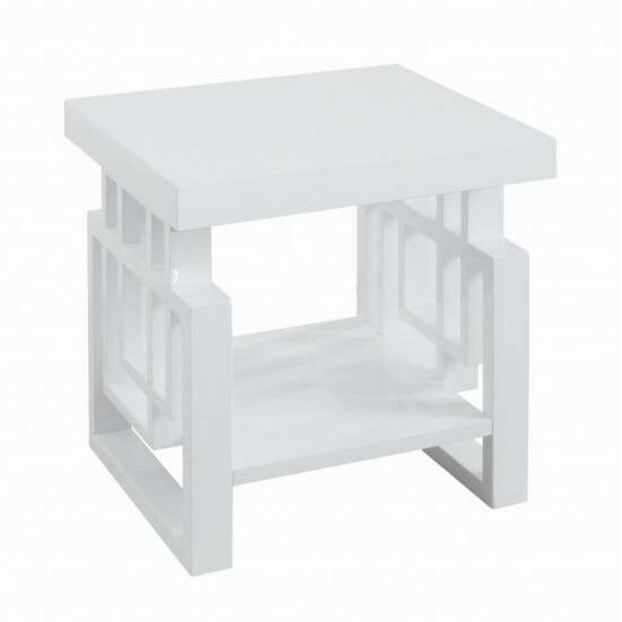 Furniture * | Best Pirce Simple Relax Rectangular End Table With Shelf In White