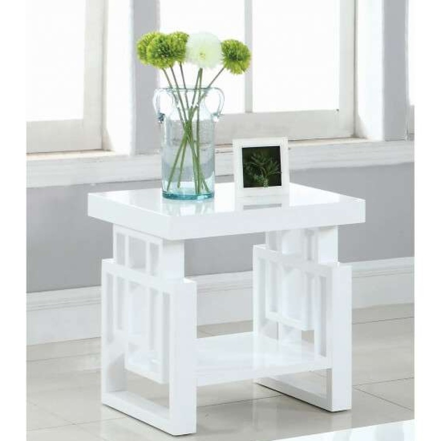 Furniture * | Best Pirce Simple Relax Rectangular End Table With Shelf In White