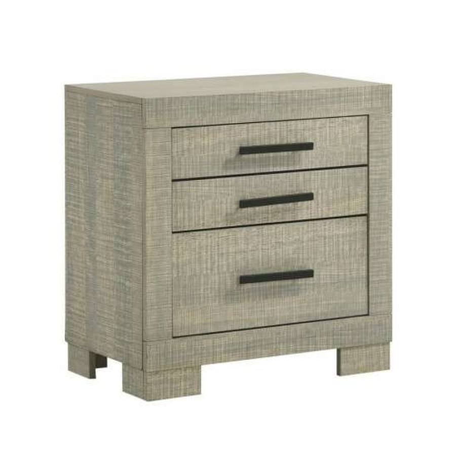 Furniture * | Discount Simple Relax 2 Drawers Nightstand In Rough Sawn Grey Oak Gunmetal