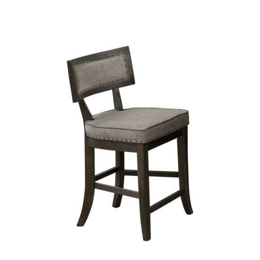 Furniture * | Flash Sale Simple Relax Dining High Chair With Grey Fabric Upholstery Cushion, Set Of 2