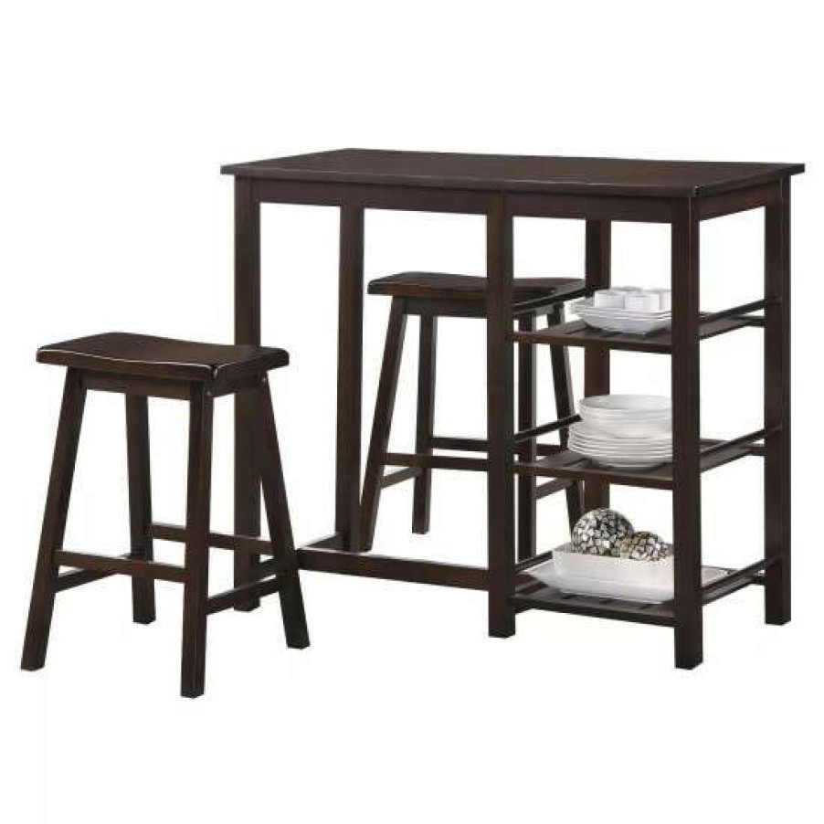 Furniture * | Discount Simple Relax 3 Piece Wood Counter Height Set In Finish